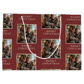 Merry Christmas Red Photo Holiday Groot Cadeauzakje (Achterkant)