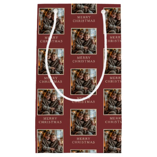 Merry Christmas Red Photo Holiday Klein Cadeauzakje (Voorkant)