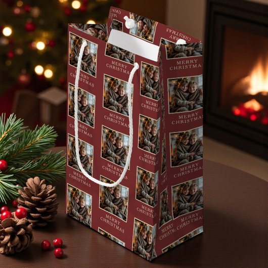 Merry Christmas Red Photo Holiday Klein Cadeauzakje