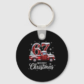 Merry Christmas Red Plaid Truck Buffalo Family 67  Sleutelhanger (Voorkant)