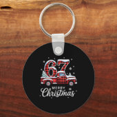 Merry Christmas Red Plaid Truck Buffalo Family 67 Sleutelhanger (Voorkant)