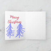 Merry Christmas red purple pastel pine tree waterc Kaart (Binnen)
