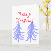 Merry Christmas red purple pastel pine tree waterc Kaart (Gele Bloem)