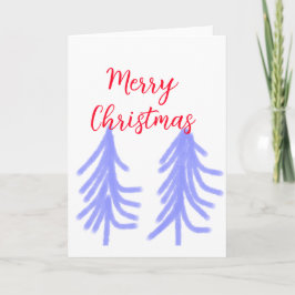 Merry Christmas red purple pastel pine tree waterc Kaart
