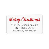 Merry Christmas Red Retro Script Kalligrafie Etiket (Voorkant)