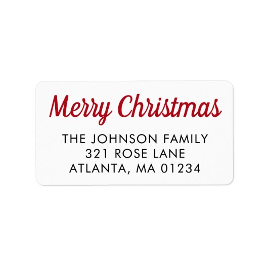Merry Christmas Red Retro Script Kalligrafie Etiket (Voorkant)
