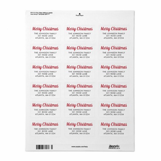 Merry Christmas Red Retro Script Kalligrafie Etiket (Full Sheet)