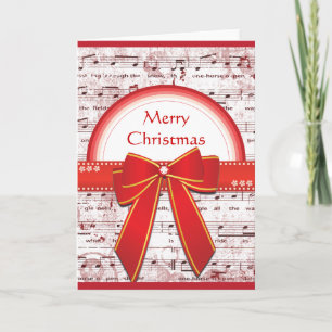 Merry Christmas red ribbon note greeting card Feestdagen Kaart