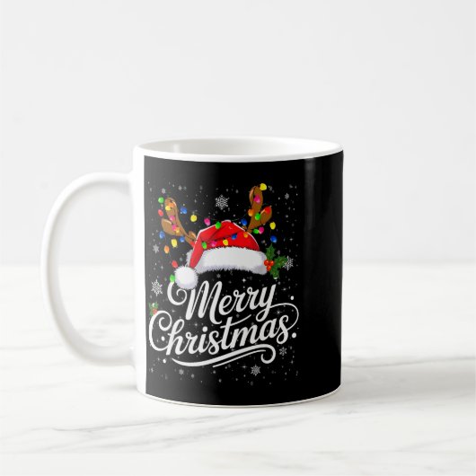 Merry Christmas Red Santa Hat Reindeer Family Xmas Koffiemok (Links)