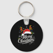 Merry Christmas Red Santa Hat Reindeer Family Xmas Sleutelhanger (Voorkant)