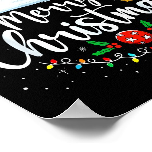 Merry Christmas Red Santa Hat Reindeer Xmas Matchi Poster (Hoek)