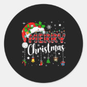 Merry Christmas Red Santa Hat Reindeer Xmas Matchi Ronde Sticker (Voorkant)