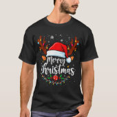 Merry Christmas Red Santa Hat Reindeer Xmas Matchi T-shirt (Voorkant)