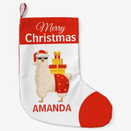 Merry Christmas Red Santa Llama Funny Cute  Kleine Kerstsok