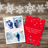 Merry Christmas Red Script 3 foto's bruiloft Feestdagenkaart