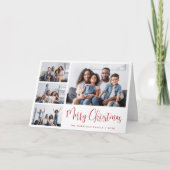 Merry Christmas Red Script 4 Foto Feestdagen Kaart (Voorkant)