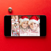 Merry Christmas Red Script 4 Fotostrip Feestdagenkaart