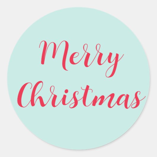 Merry Christmas Red Script Mint Groen Eenvoudig Ronde Sticker (Voorkant)
