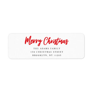 Merry Christmas Red script retouradres Etiket