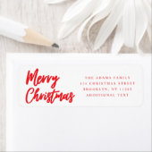 Merry Christmas Red script retouradres Etiket (Insitu)
