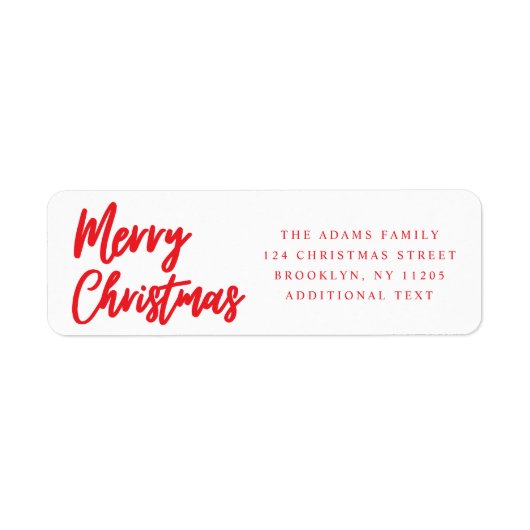 Merry Christmas Red script retouradres Etiket (Voorkant)