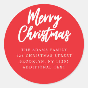 Merry Christmas Red script Retouradres label