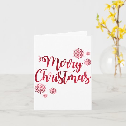 Merry Christmas Red Snowflake Tygraphy  Kaart (Gele Bloem)