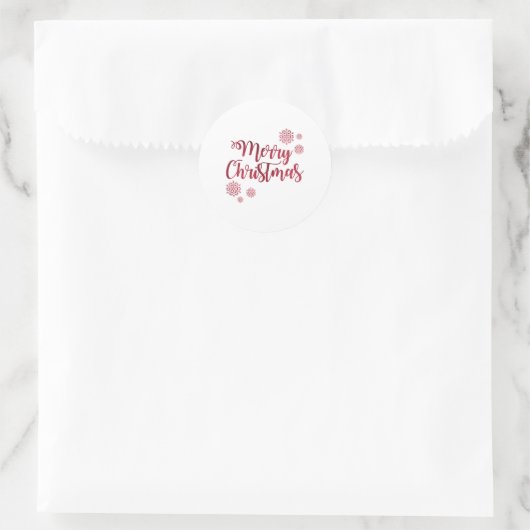 Merry Christmas Red Snowflake Tygraphy  Ronde Sticker (Tas)
