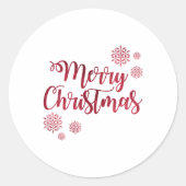 Merry Christmas Red Snowflake Tygraphy  Ronde Sticker (Voorkant)