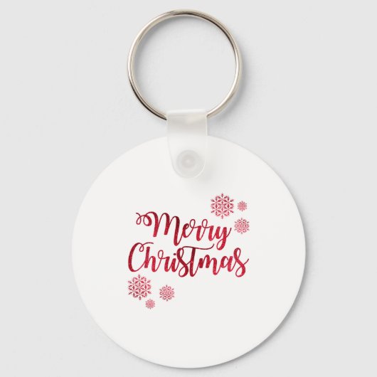 Merry Christmas Red Snowflake Tygraphy Sleutelhanger (Voorkant)
