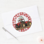 Merry Christmas Red Tractor Farm Holiday Snowflake Ronde Sticker (Envelop)