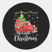 Merry Christmas Red Truck Family Christmas Matchin Ronde Sticker (Voorkant)