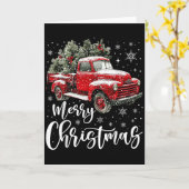 Merry Christmas Red Truck Family Matching Christma Kaart (Gele Bloem)