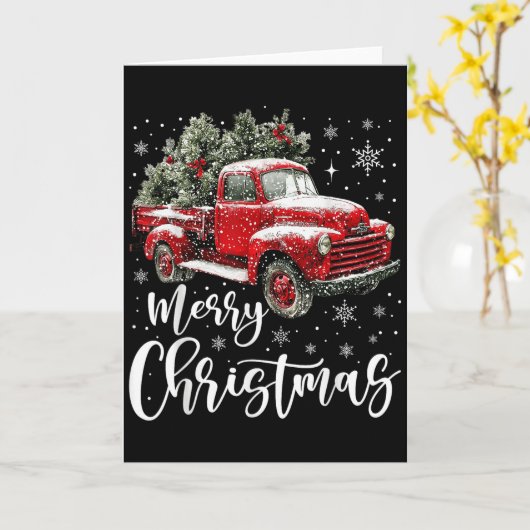 Merry Christmas Red Truck Family Matching Christma Kaart (Gele Bloem)