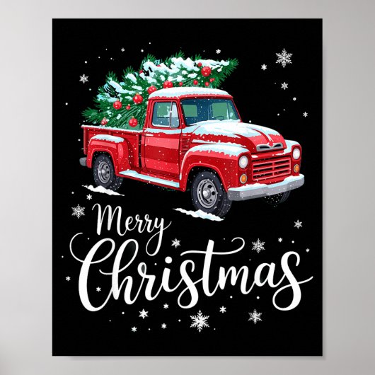 Merry Christmas Red Truck Family Matching Christma Poster (Voorkant)