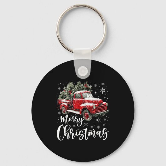 Merry Christmas Red Truck Family Matching Christma Sleutelhanger (Voorkant)