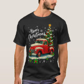 Merry Christmas Red Truck Funny Xmas Tree Family M T-shirt (Voorkant)