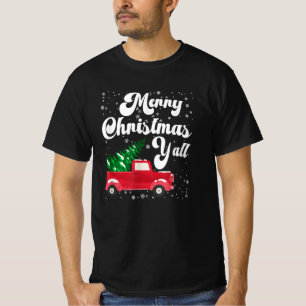 Merry Christmas Red Truck Ouderwets T-shirt