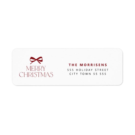Merry Christmas red typography modern holiday Etiket (Voorkant)