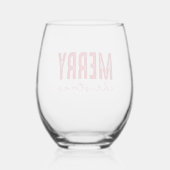 Merry Christmas Red Typography Wijnglas Zonder Voet (Achterkant)