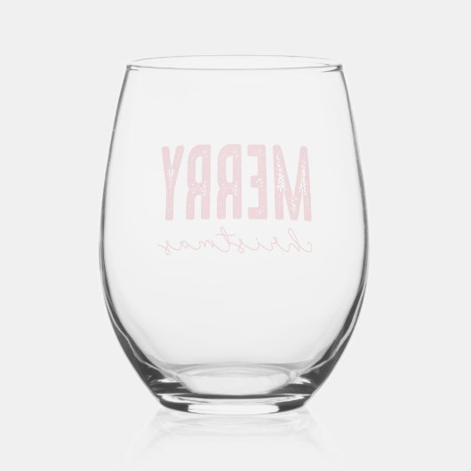 Merry Christmas Red Typography Wijnglas Zonder Voet (Achterkant)