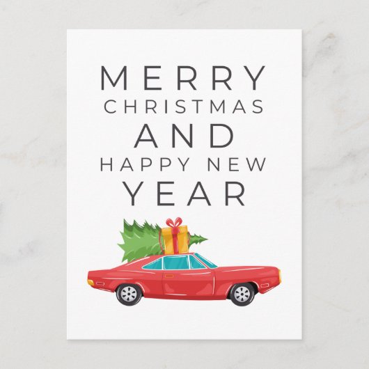 MERRY CHRISTMAS Red Vintage Car. Briefkaart (Voorkant)