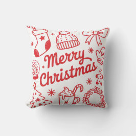 Merry Christmas Red & White Holiday Throw Pillow Kussen