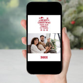 Merry Christmas red white modern photo card Feestdagenkaart