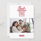 Merry Christmas red white modern photo card Feestdagenkaart (Voorkant)