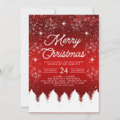 Merry Christmas Red & White Snowflakes Party Kaart (Voorkant)