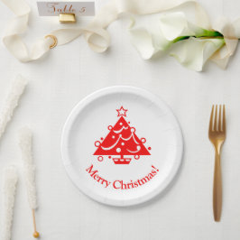 Merry Christmas Red Xmas Trees Vakantie Papier Bor Papieren Bordje