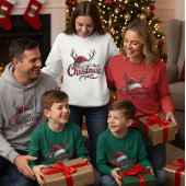 Merry Christmas Reindeer Antlers & Santa Hat T-Shi T-shirt