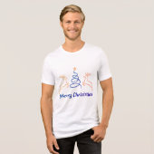 Merry Christmas Reindeer Art Tri-Blend T-Shirt | F (Voorkant volledig)