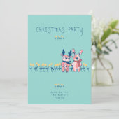 Merry Christmas – Reindeer & Bunny on Teal Kaart (Staand voorkant)
